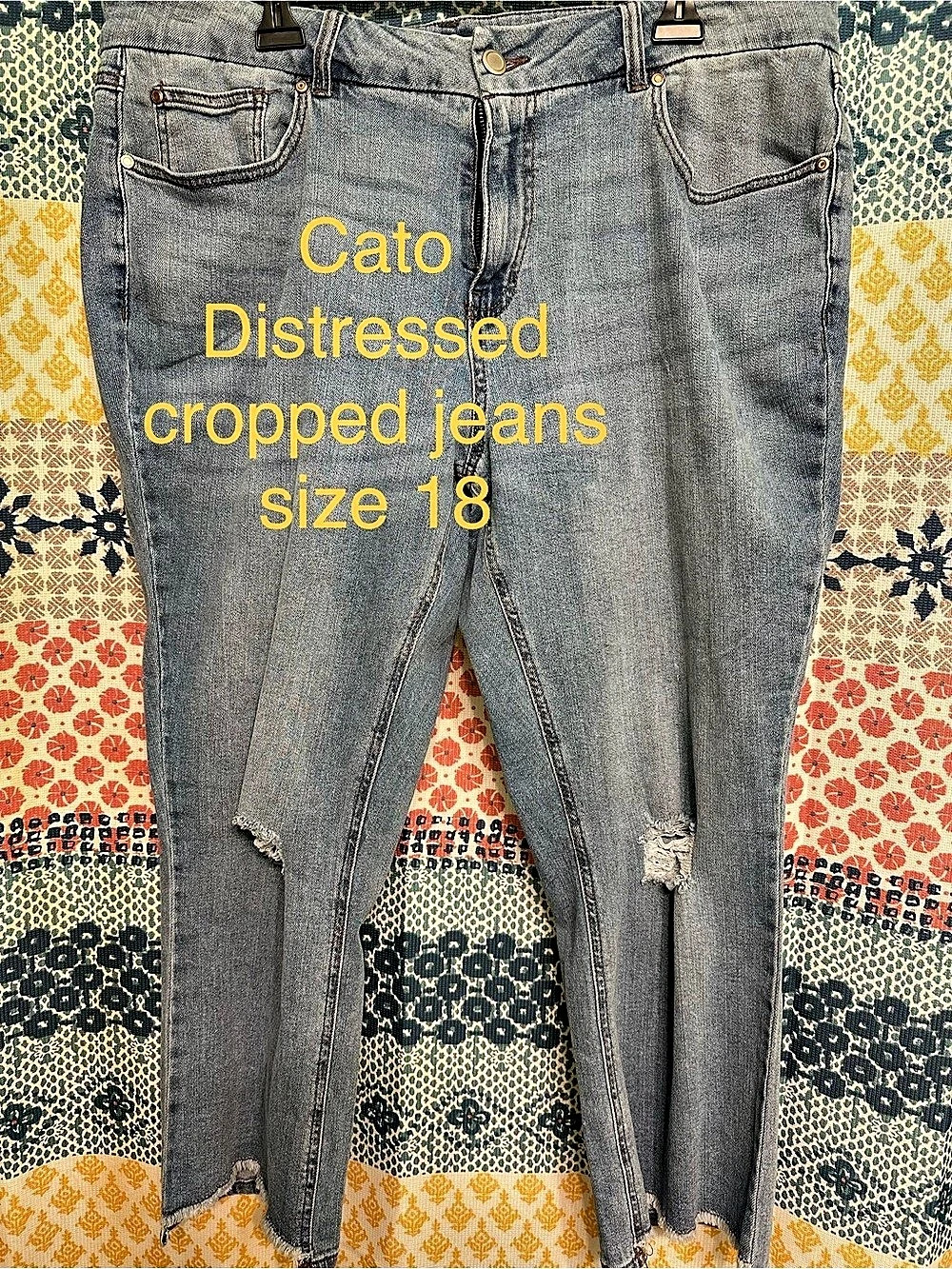 Cato Distressed Cropped Jeans Waist 18 Blue